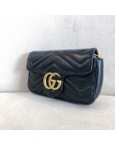 GUCCI GG Marmont Mini Shoulder Bag in Black Lambskin – GHW