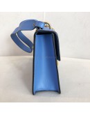 GUCCI Sylvie Medium Shoulder Bag in Blue Calfskin with Leather & Ribbon Strap – GHW