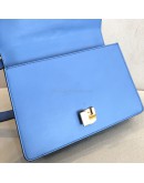 GUCCI Sylvie Medium Shoulder Bag in Blue Calfskin with Leather & Ribbon Strap – GHW