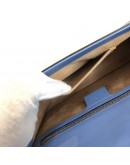 GUCCI Sylvie Medium Shoulder Bag in Blue Calfskin with Leather & Ribbon Strap – GHW