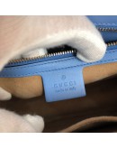 GUCCI Sylvie Medium Shoulder Bag in Blue Calfskin with Leather & Ribbon Strap – GHW