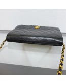 CHANEL Medium Classic Single Full Flap Push Lock Chain Shoulder Bag in Black Lambskin – GHW