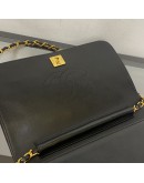 CHANEL Medium Classic Single Full Flap Push Lock Chain Shoulder Bag in Black Lambskin – GHW