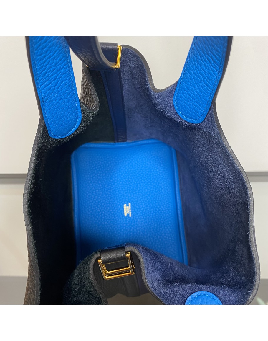 Hermes Bleu Electrique Taurillon Clemence Leather Picotin Lock 22 Bag