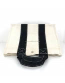 HERMES Classic Canvas Shopping Tote Bag in Off White/Black