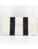 HERMES Classic Canvas Shopping Tote Bag in Off White/Black