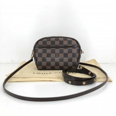 LOUIS VUITTON Damier Ebene Ipanema Pochette Crossbody Bag with Shoulder Strap & Waist Belt – GHW