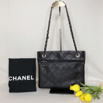 CHANEL Matrasse Black Calfskin Chain Shoulder/Crossbody Bag - RHW (20 Series - Year 2015)