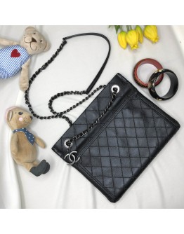 CHANEL Matrasse Black Calfskin Chain Shoulder/Crossbody Bag - RHW (20 Series - Year 2015)
