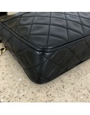 CHANEL Vintage Small Camera Bag with CC Stitch Mark & Fringe in Black Lambskin - GHW