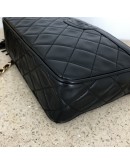 CHANEL Vintage Small Camera Bag with CC Stitch Mark & Fringe in Black Lambskin - GHW