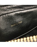 CHANEL Vintage Small Camera Bag with CC Stitch Mark & Fringe in Black Lambskin - GHW