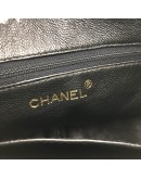 CHANEL Vintage Small Camera Bag with CC Stitch Mark & Fringe in Black Lambskin - GHW