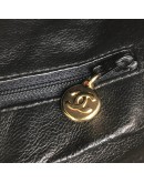 CHANEL Vintage Small Camera Bag with CC Stitch Mark & Fringe in Black Lambskin - GHW