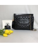 CHANEL Vintage Medium Camera Bag with CC Logo Flap & Fringe in Black Lambskin – GHW