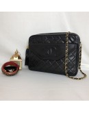 CHANEL Vintage Medium Camera Bag with CC Logo Flap & Fringe in Black Lambskin – GHW