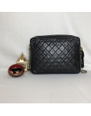 CHANEL Vintage Medium Camera Bag with CC Logo Flap & Fringe in Black Lambskin – GHW