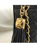 CHANEL Vintage Medium Camera Bag with CC Logo Flap & Fringe in Black Lambskin – GHW