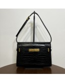 YVES SAINT LAURENT Small Manhattan Shoulder Bag in Shiny Crocodile Embossed Leather – GHW (Year 2021)