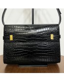 YVES SAINT LAURENT Small Manhattan Shoulder Bag in Shiny Crocodile Embossed Leather – GHW (Year 2021)