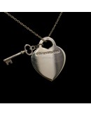 TIFFANY & CO Medium Heart Tag Necklace with Key Pendant in Sterling Silver