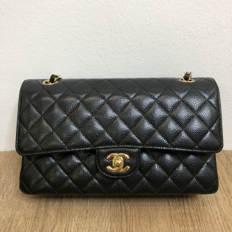 CHANEL Medium Classic Flap (CF) Shoulder Bag in Black Caviar – GHW (Microchip – Year 2022)
