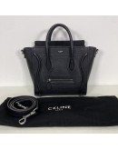 CELINE Nano Luggage with Shoulder Strap in Black Grained Calfskin - SHW (Year 2019)