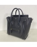 CELINE Nano Luggage with Shoulder Strap in Black Grained Calfskin - SHW (Year 2019)
