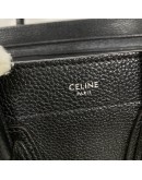 CELINE Nano Luggage with Shoulder Strap in Black Grained Calfskin - SHW (Year 2019)
