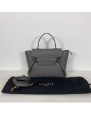 CELINE Nano Belt Bag with Shoulder Strap in Grey Grained Calfskin - GHW (Year 2020)