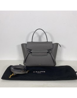 CELINE Nano Belt Bag with Shoulder Strap in Grey Grained Calfskin - GHW (Year 2020)