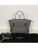 CELINE Nano Belt Bag with Shoulder Strap in Grey Grained Calfskin - GHW (Year 2020)