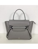 CELINE Nano Belt Bag with Shoulder Strap in Grey Grained Calfskin - GHW (Year 2020)