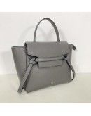 CELINE Nano Belt Bag with Shoulder Strap in Grey Grained Calfskin - GHW (Year 2020)