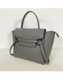 CELINE Nano Belt Bag with Shoulder Strap in Grey Grained Calfskin - GHW (Year 2020)