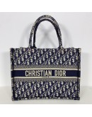 CHRISTIAN DIOR Medium Book Tote in Blue Oblique Jacquard (Year 2021)