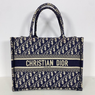 CHRISTIAN DIOR Medium Book Tote in Blue Oblique Jacquard (Year 2021)
