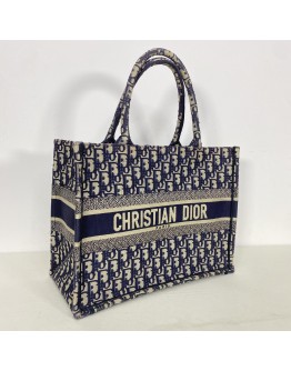 CHRISTIAN DIOR Medium Book Tote in Blue Oblique Jacquard (Year 2021)