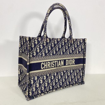 CHRISTIAN DIOR Medium Book Tote in Blue Oblique Jacquard (Year 2021)