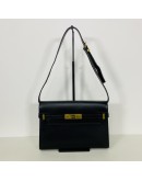 YVES SAINT LAURENT Medium Manhattan in Box Shoulder Bag in Black Calfskin - Bronze Tone Hardware