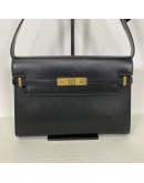 YVES SAINT LAURENT Medium Manhattan in Box Shoulder Bag in Black Calfskin - Bronze Tone Hardware