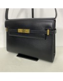 YVES SAINT LAURENT Medium Manhattan in Box Shoulder Bag in Black Calfskin - Bronze Tone Hardware