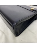 YVES SAINT LAURENT Medium Manhattan in Box Shoulder Bag in Black Calfskin - Bronze Tone Hardware