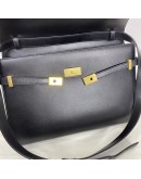 YVES SAINT LAURENT Medium Manhattan in Box Shoulder Bag in Black Calfskin - Bronze Tone Hardware