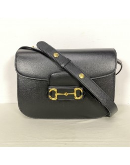 GUCCI Horsebit 1955 Medium Shoulder Bag in Black Calfskin – GHW