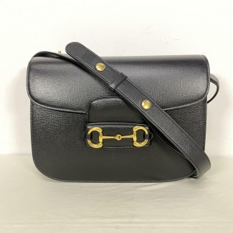 GUCCI Horsebit 1955 Medium Shoulder Bag in Black Calfskin – GHW