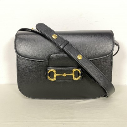 GUCCI Horsebit 1955 Medium Shoulder Bag in Black Calfskin – GHW