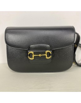 GUCCI Horsebit 1955 Medium Shoulder Bag in Black Calfskin – GHW