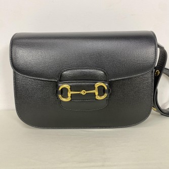 GUCCI Horsebit 1955 Medium Shoulder Bag in Black Calfskin – GHW