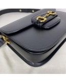 GUCCI Horsebit 1955 Medium Shoulder Bag in Black Calfskin – GHW